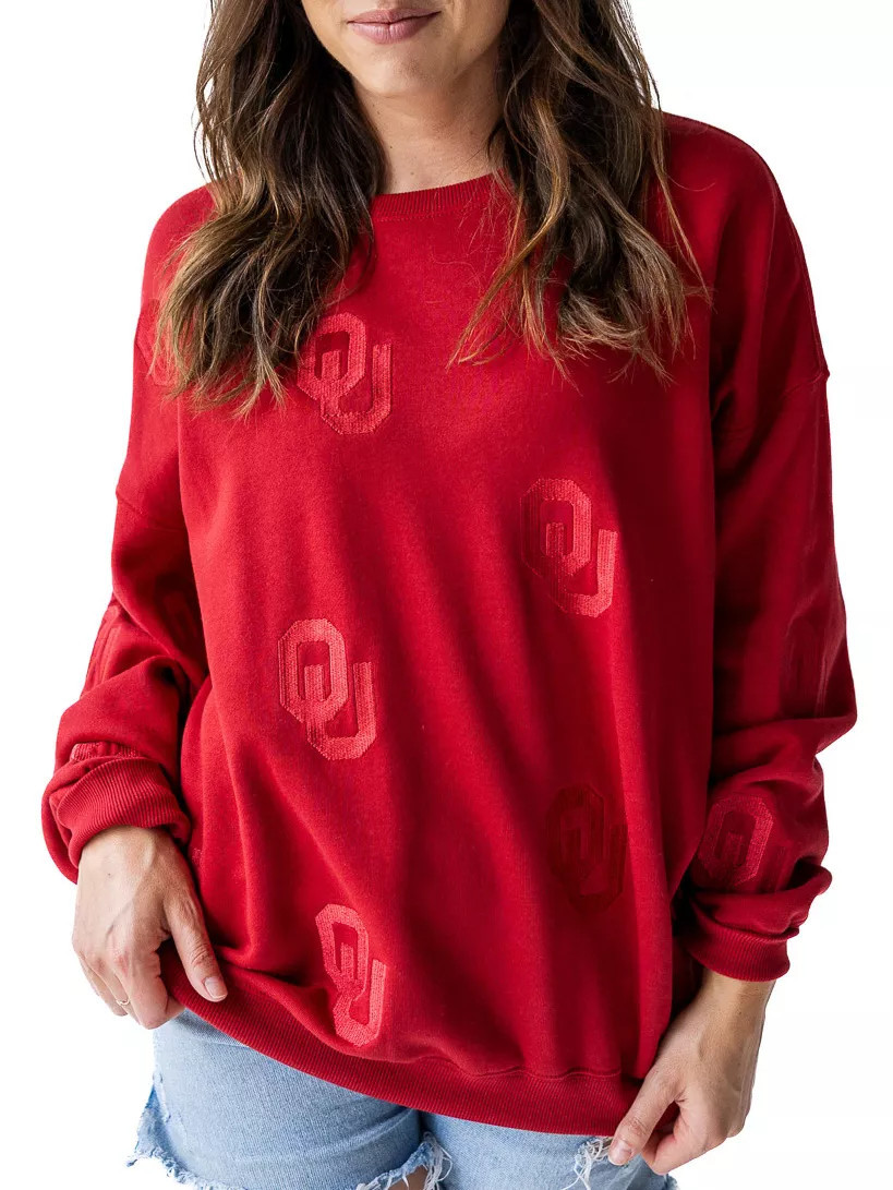 Gameday Social Women's Oklahoma Sooners Crimson Lantern Crew Pullover Sweatshirt | DICK'S Sporting Goods