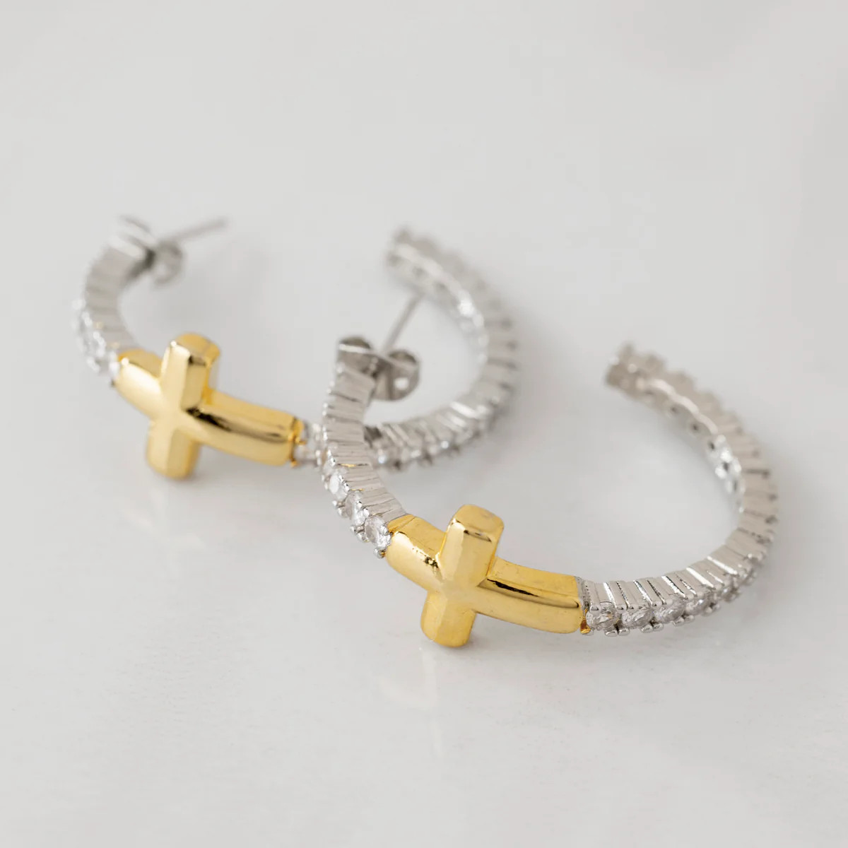 Sarah Cross Hoop Earring | Modern Locke