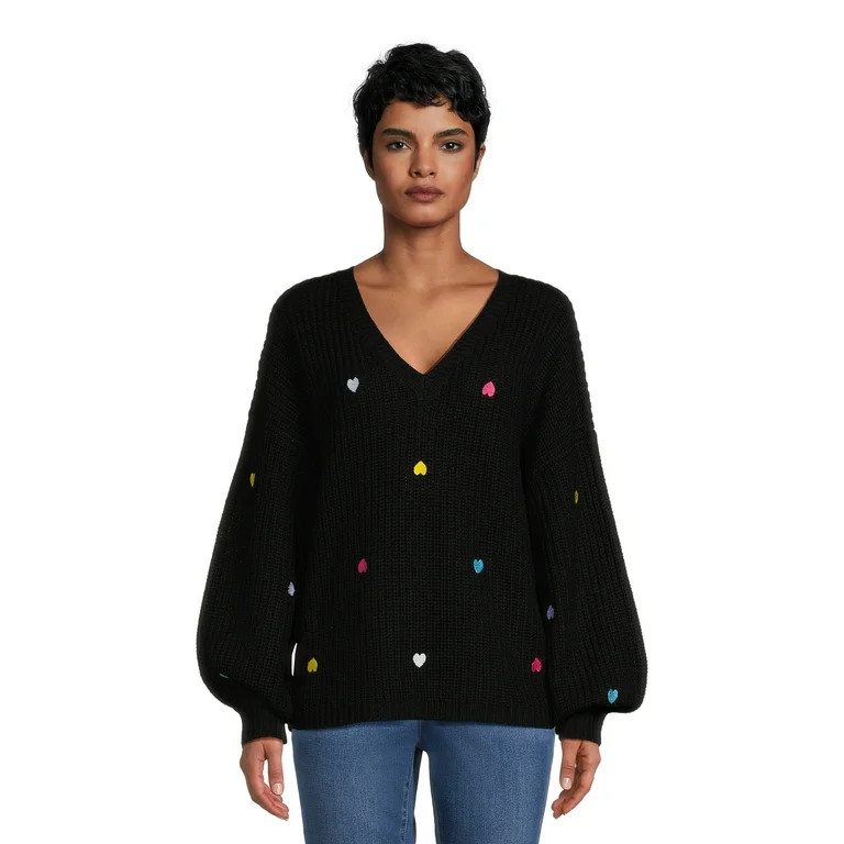 What's Next Women's V-Neck Multi Heart Embroidery | Walmart (US)