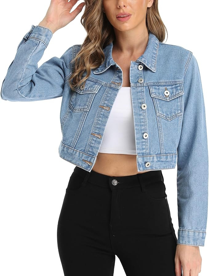 Womens Cropped Jean Jacket Trendy with Pockets 2026 | Amazon (US)