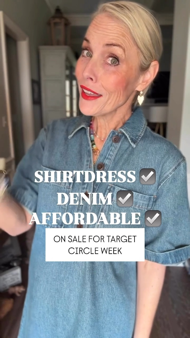 Target Circle Week Alert! 🚨 This denim shirtdress is now just $25.20—such a steal!

An easy, effortless piece that works year-round. I’m in a size small, and it’s perfect for layering through the seasons. Style it with knee-high boots for fall, sneakers for everyday, or add a turtleneck when temps drop.

Classic, comfy, and now majorly marked down—don’t miss out! ✨

#TargetStyle 
#lookforless
#outfitinspiration 
#affordablefashion 
#outfitinspo
#laurenoggsgee
#over50style 
#lookalike
#shopltk
#ltkover50
#ltkover40
#ltkfindsunder50 
#ltkwatchnow
#getyourcolonoscopy


#LTKOver40 #LTKWatchNow #LTKFindsUnder50