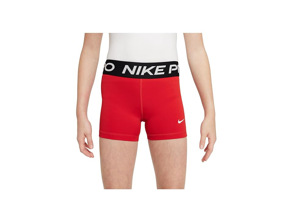 Nike Kids Pro Shorts (Little Kid/Big Kid) Girl's Shorts University Red/White : XS (6X Little Kid) 4, Polyester/Spandex | Zappos