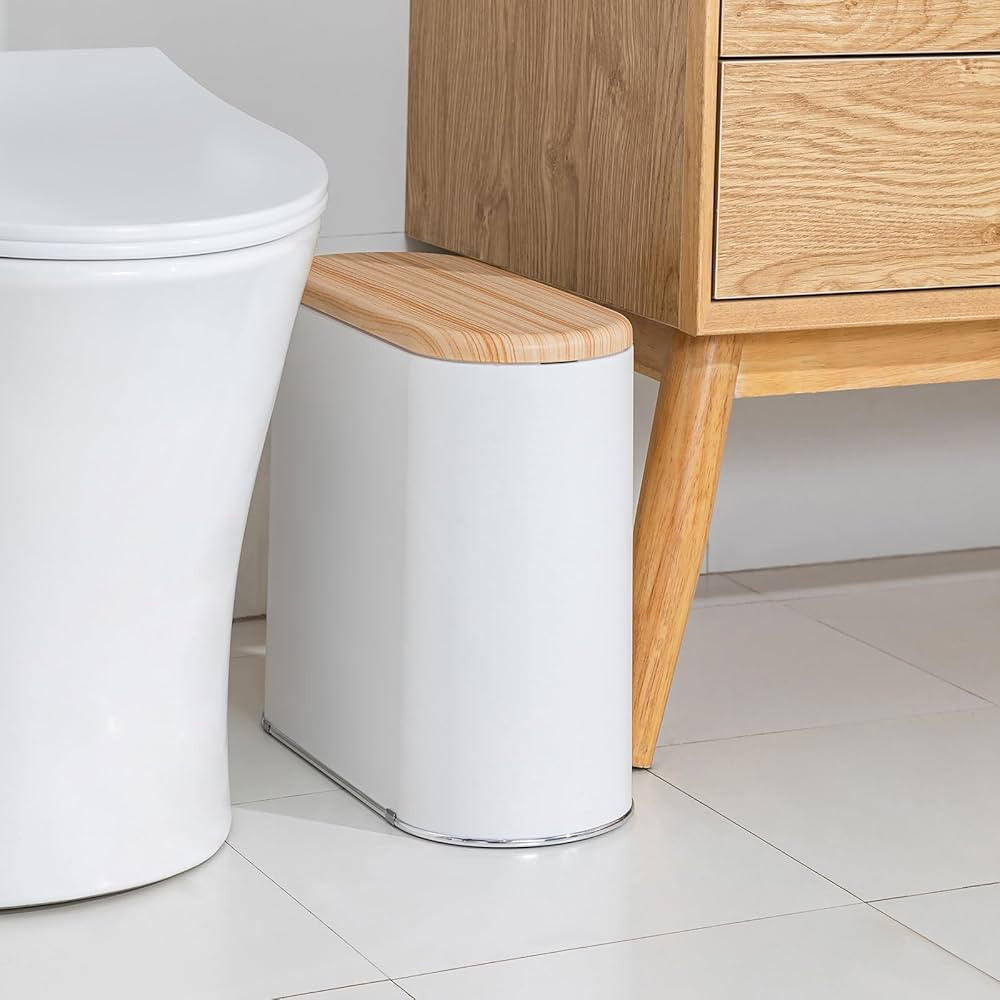 Slim Bathroom Trash Can:2.6 Gallon with Removable Lid Narrow Design Bin for Toilet Shower Small S... | Amazon (US)