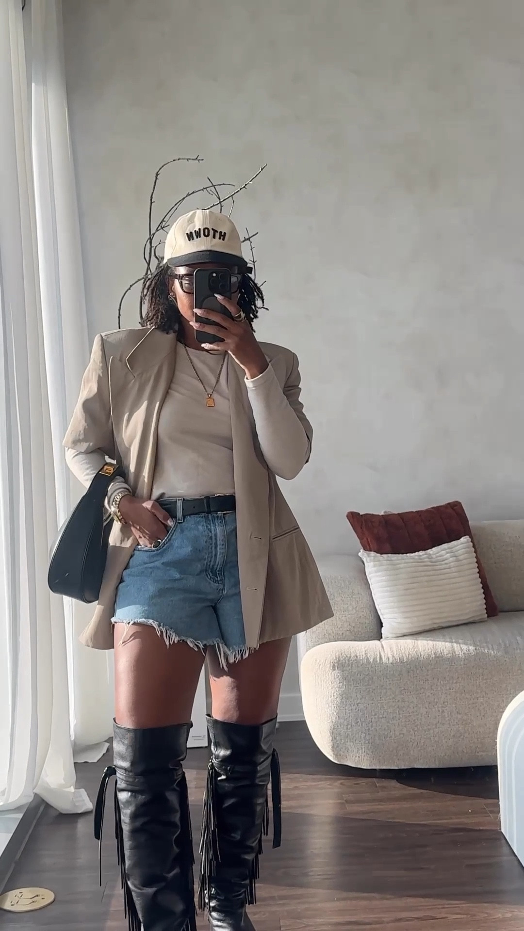 Day 20 and it’s all about the short sleeve or what I like to call the summer blazer and the mini shorts!  This is where layering gets fun! Pair with some thigh high boots for balance and viola!  
We are wearing this to the Leon Thomas concert, or maybe on a date… hmm I may just rock this to buy groceries… I just get dressed for the day and not the occasion okaaay! 

Shorts and blazers up cycled thrift finds. 
Boots are old Zara 
Hat :@sammdavy
Lips: low key from @lipbar

#LTKFindsUnder50 #LTKStyleTip #LTKSeasonal