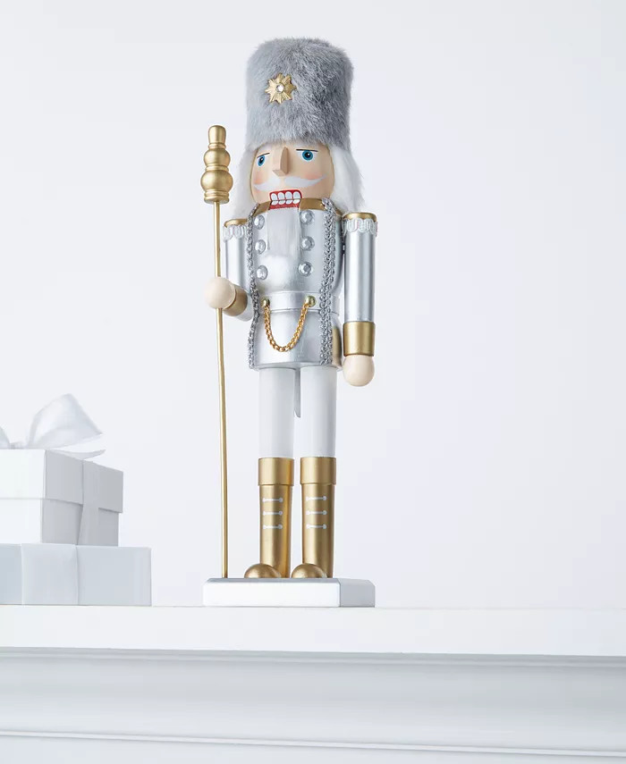 Silver- & Gold-Tone Soldier Nutcracker with Staff, Created for Macy's | Macys (US)