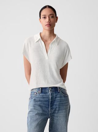 Linen-Blend Polo Shirt | Gap (US)