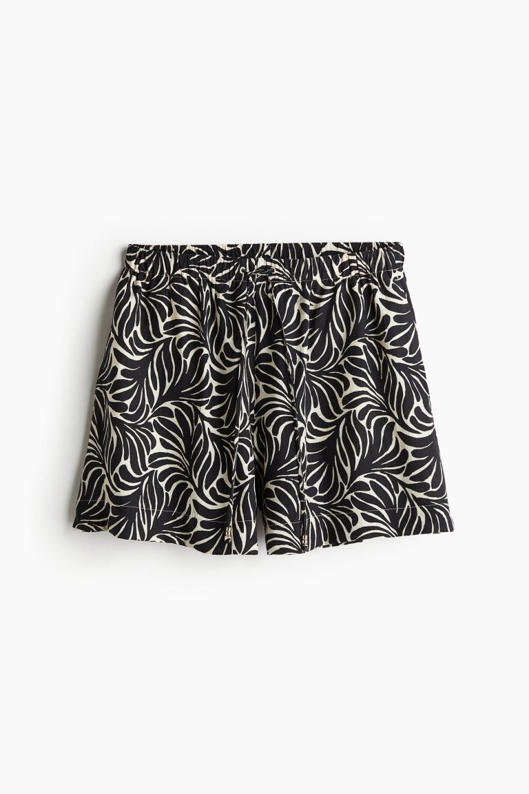 Pull-on Shorts - High waist - Short - Black/patterned - Ladies | H&M US | H&M (US + CA)