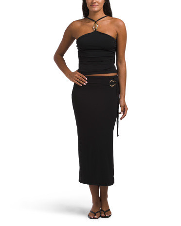 2pc Hardware Accent V-neck Top And Skirt Set | TJ Maxx