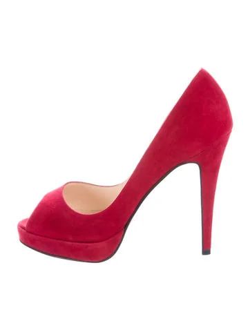 Christian Louboutin Suede Peep-Toe Pumps | The Real Real, Inc.
