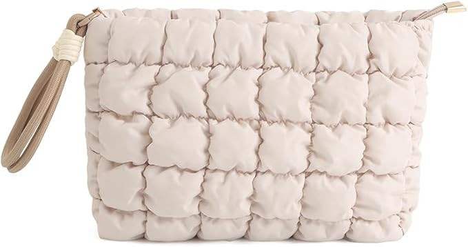 DOB SECHS Puffer Quilted Makeup Bag with Handle, Cute Puffy Cotton Cosmetic Bags for Women, Small... | Amazon (US)