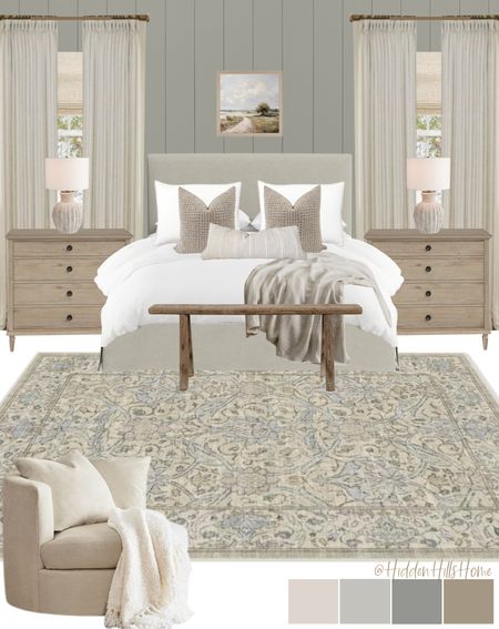 Bedroom decor, master bedroom mood board, home decor, bedroom design ideas #bedroom 
Wall color is SW Rare Gray

#LTKSaleAlert #LTKStyleTip #LTKHome