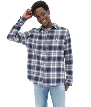 Long Sleeve Plaid Flannel Button-Down Shirt | Aeropostale
