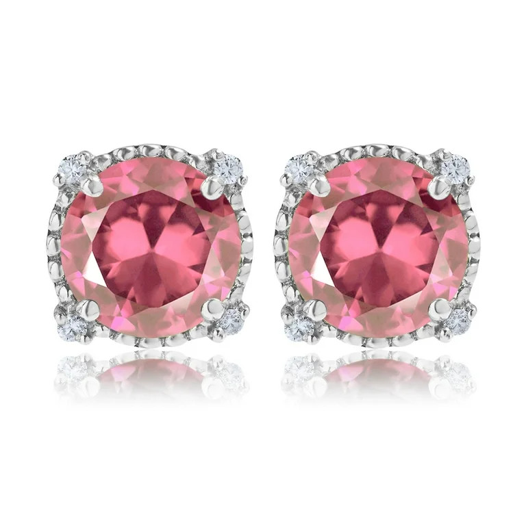 JeenMata 3.5 Carat Round Cut October Birthstone Stud Earrings - Halo Milgrain Earrings in 18K Whi... | Walmart (US)