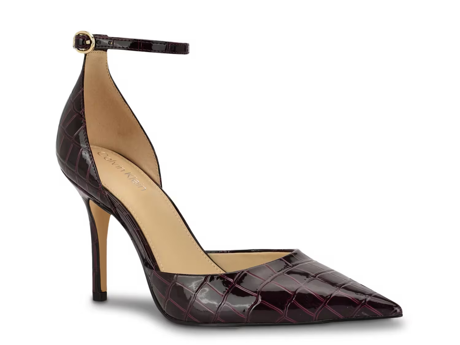 Calvin Klein Olettia Pump | Women's | Burgundy Croc Print | Size 8 | Pumps | DSW