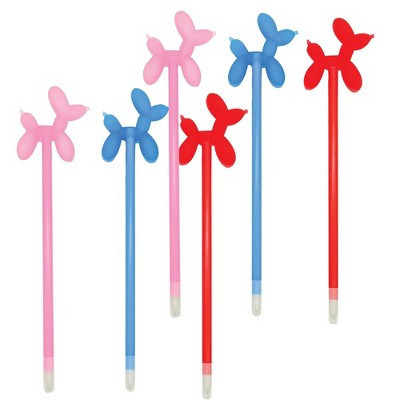 Balloon Dog Pens (6 Pack) - Fun Party Favor, Black Ink, 2" Topper (Red, Pink, Blue) | Target