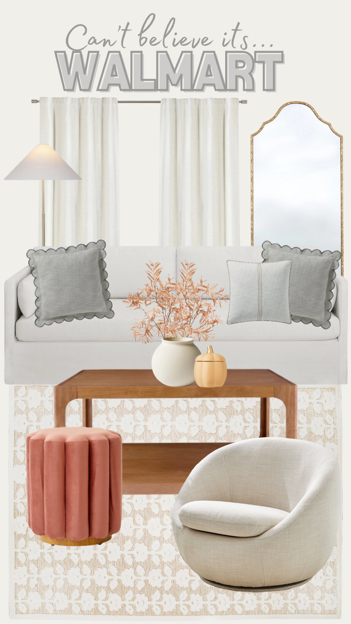 Walmart decor! Can’t believe this coffee table is under $200! 

THEBLOOMINGNEST Walmart decor curtains mirror pillows sofa coffee table chair ottoman fall 

#LTKSeasonal #LTKStyleTip #LTKHome