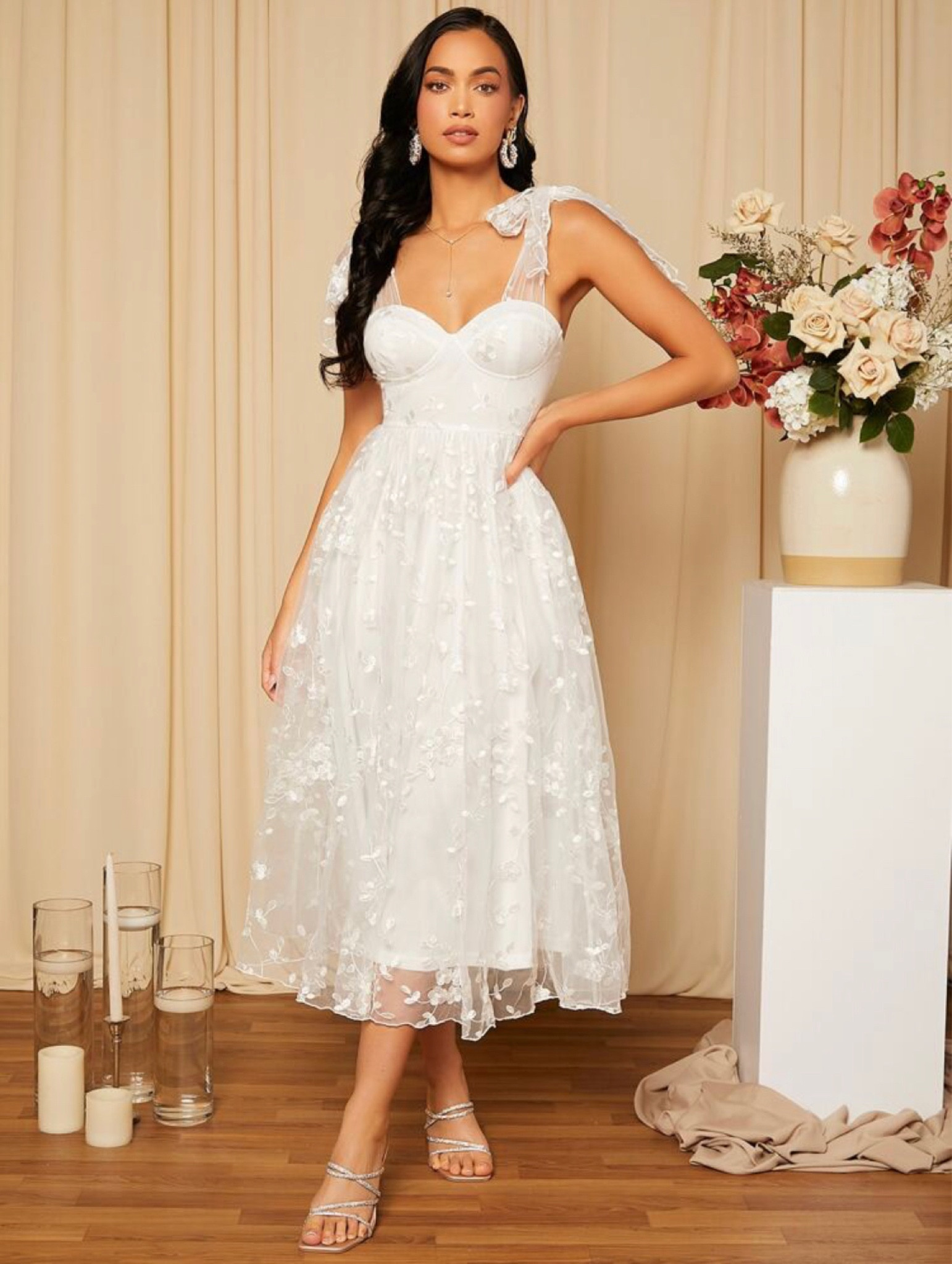 SHEIN Belle Floral Embroidery Tie … curated on LTK