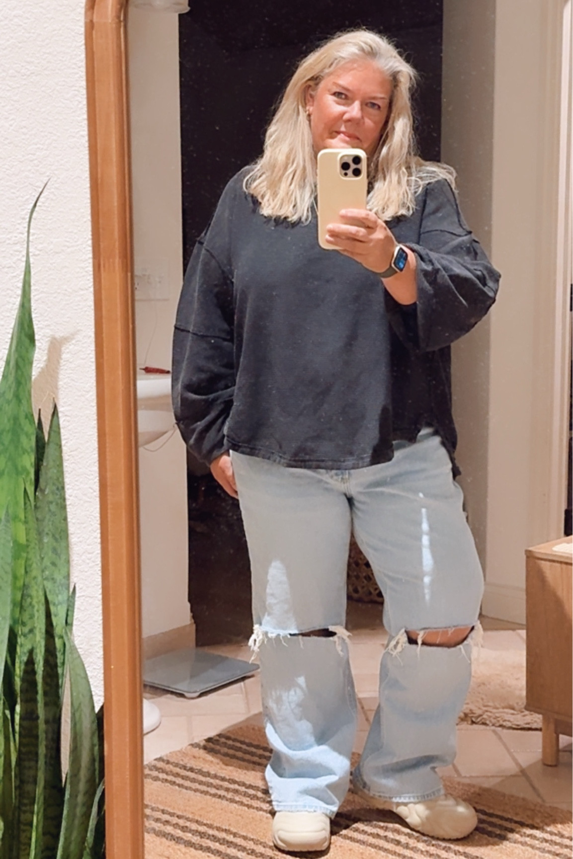 Heading out for coffee in my car! I adore this free people shirt! Perfect for a Quick Look! My new crocs are so comfy!!!#freepeople #baggyjeans #jeans #coffeedate #crocs

#LTKShoeCrush #LTKOver40 #LTKMidsize