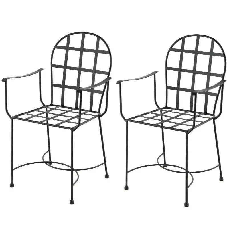 Garden Or Dinning Armchairs in Black Wrought Iron. Indoor & Outdoor | 1stDibs