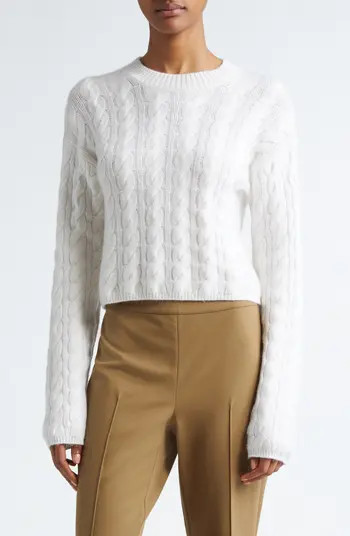 Cable Knit Wool Blend Crewneck Sweater | Nordstrom