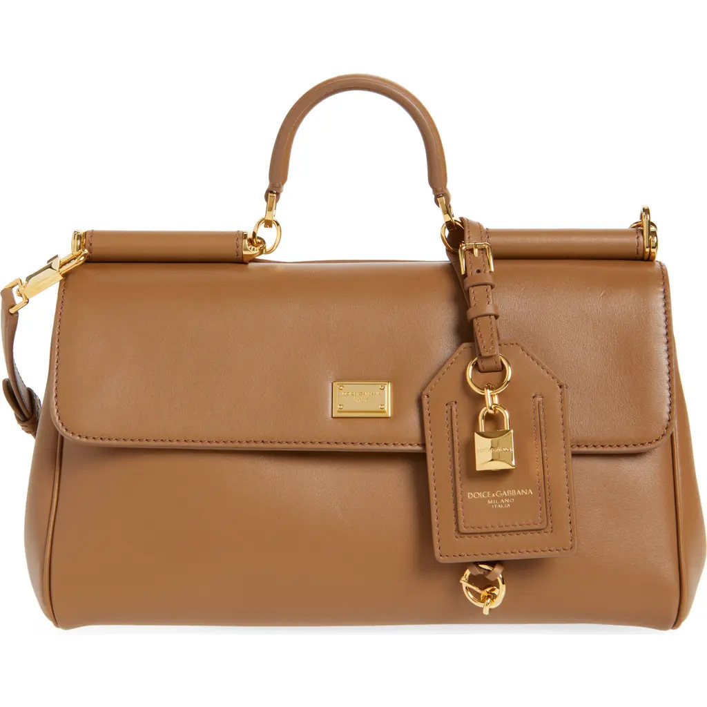 Dolce&Gabbana My Sicily East/West Plongé Leather Top Handle Bag in 8Z093 Caramello at Nordstrom | Nordstrom