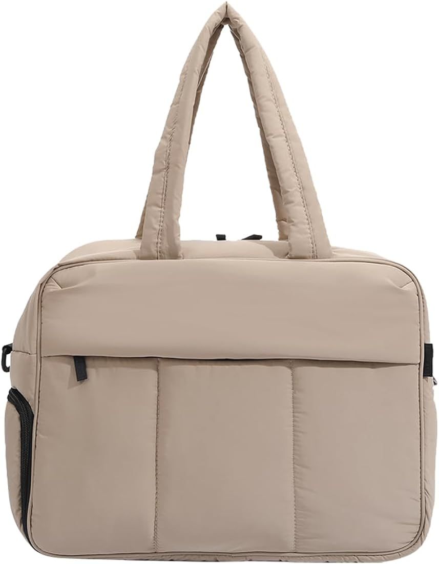 Orgonite Puffy Tote Bag Travel Duffel Bag Puffer Gym Bag Puffy Weekender Bag Nylon Quilted Duffel... | Amazon (US)