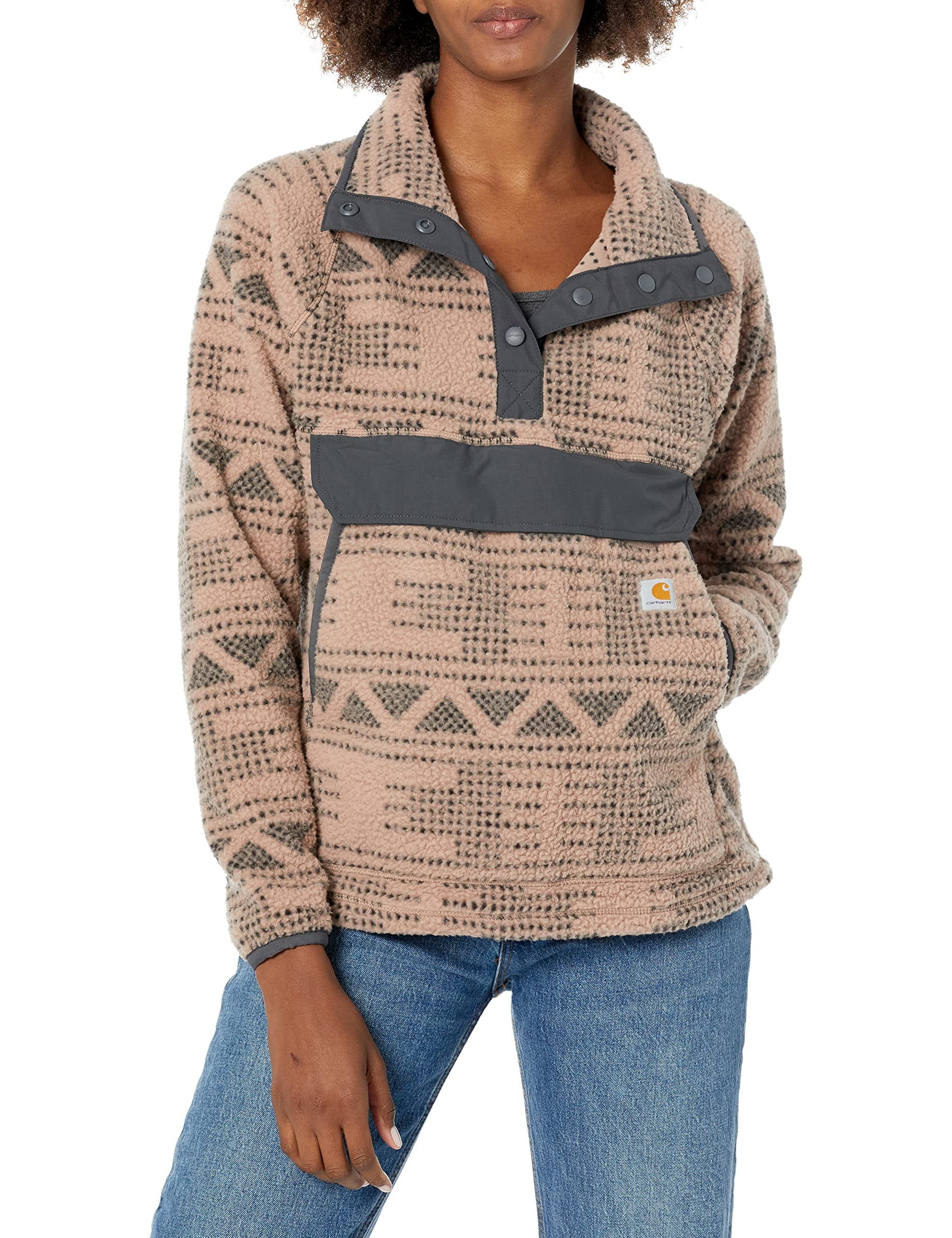 Carhartt womens Relaxed Fit Fleece Pullover Outerwear, Warm Taupe Geo Aztec, XX-Large US | Walmart (US)