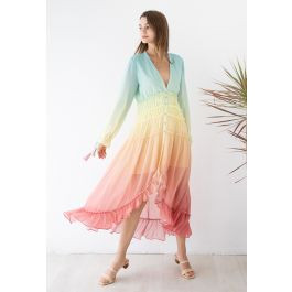 Vacay Paradise Gradient V-Neck Maxi Dress | Chicwish