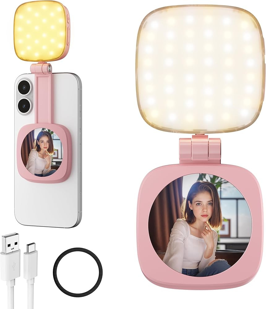 Magnetic Selfie Light for Phone: 5 Led Mode with Mirror Compatible for iPhone & Android - Recharg... | Amazon (US)