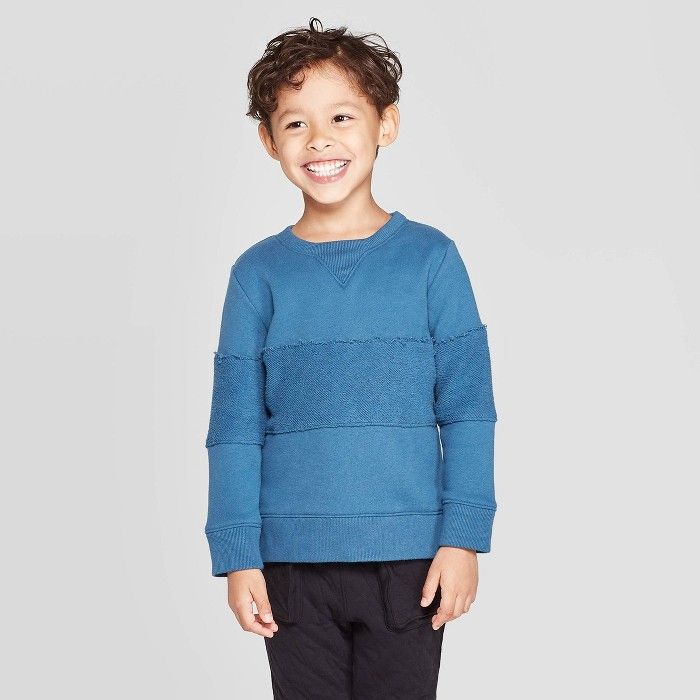 Toddler Boys' Specialty Knit Fleece Pullover Sweatshirt - Cat & Jack™ Blue | Target