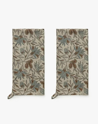 Jennifer Block Print Tea Towels (Set of 2) Brown | McGee & Co. (US)