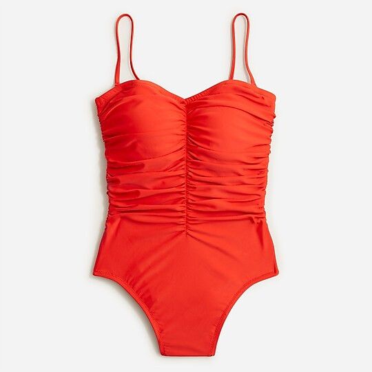 Ruched sweetheart one-piece | Red Swimsuit | Red One Piece Swimsuit | J.Crew US
