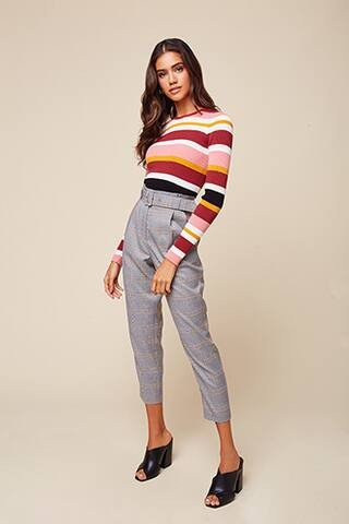 Forever 21 Plaid Paperbag Pants , Grey/multi | Forever 21 (US)