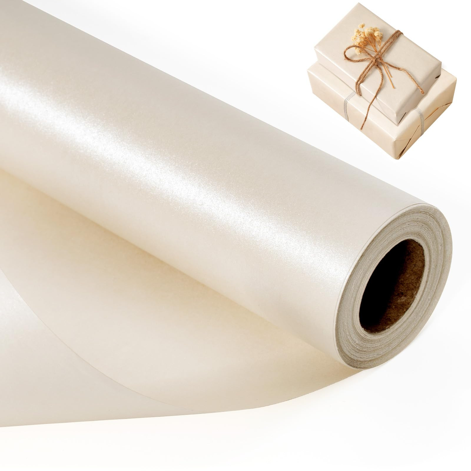 Off White Wrapping Paper Roll, Reversible Pearly-Lustre Gift Wrap Paper Perfect for Wedding, Vale... | Amazon (UK)