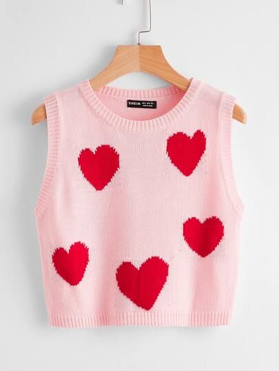 Heart Pattern Sweater Vest | SHEIN
