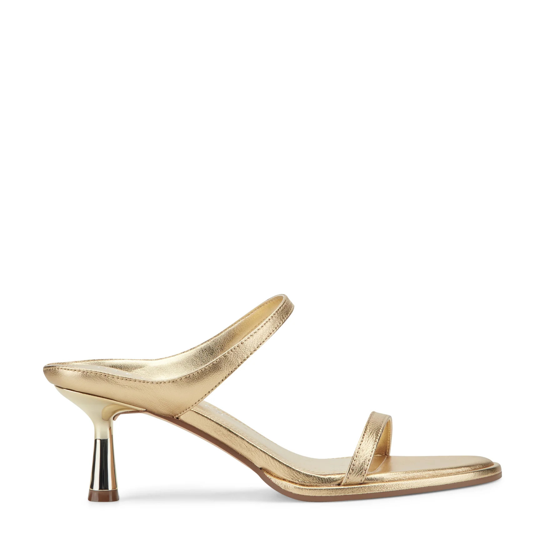 Women's Alonde Leather Heeled Slide Sandal - Gold Leather | Marc Fisher Footwear | Marc Fisher
