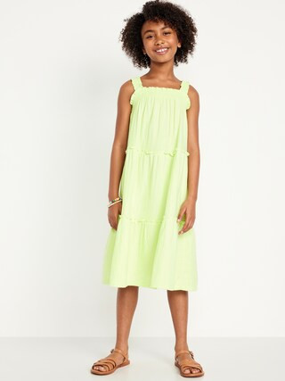Sleeveless Ruffle-Trim Tiered Midi Dress for Girls | Old Navy (US)