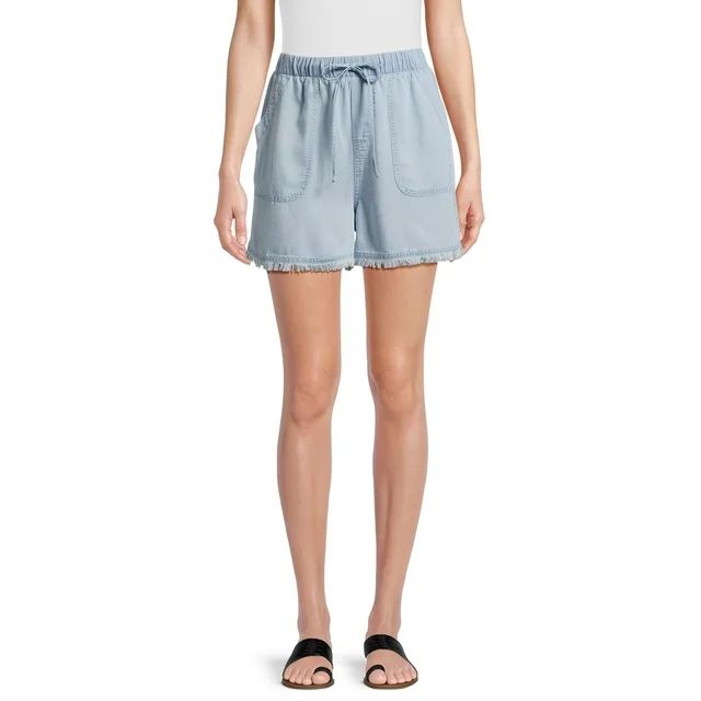 Time and Tru Women's Fray Hem Shorts, 3.5" Inseam, Sizes XS-XXXL | Walmart (US)