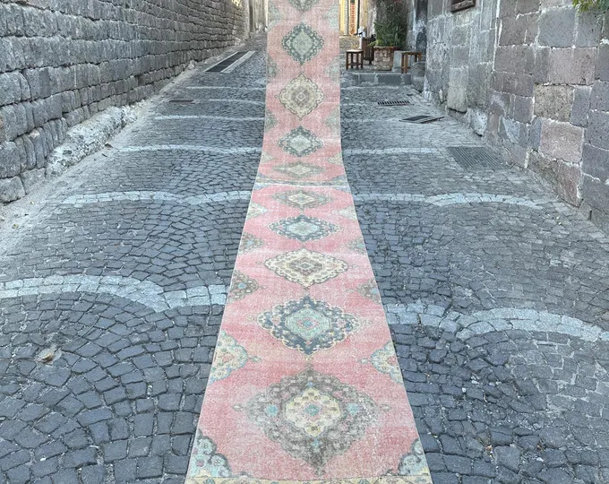 3x25 Vintage Turkish Herki Runner Rug: Neutral Oushak Hallway Home Decor Rug - Etsy | Etsy (US)
