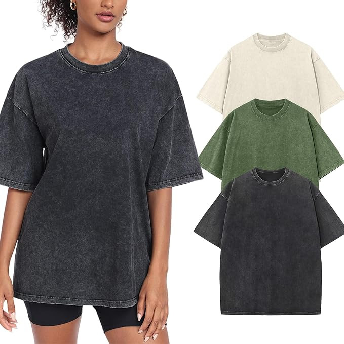 Womens Washed Vintage Oversized T-Shirt Baggy Workout Tops Short Sleeve Cotton Tshirts Streetwear... | Amazon (US)