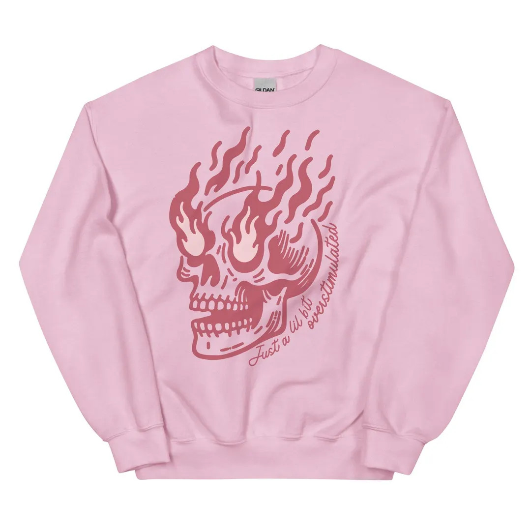 Just a Lil Bit Overstimulated Skull Sweatshirt for Moms Funny Mom Sweatshirt Overwhelmed Mom Swea... | Etsy (US)