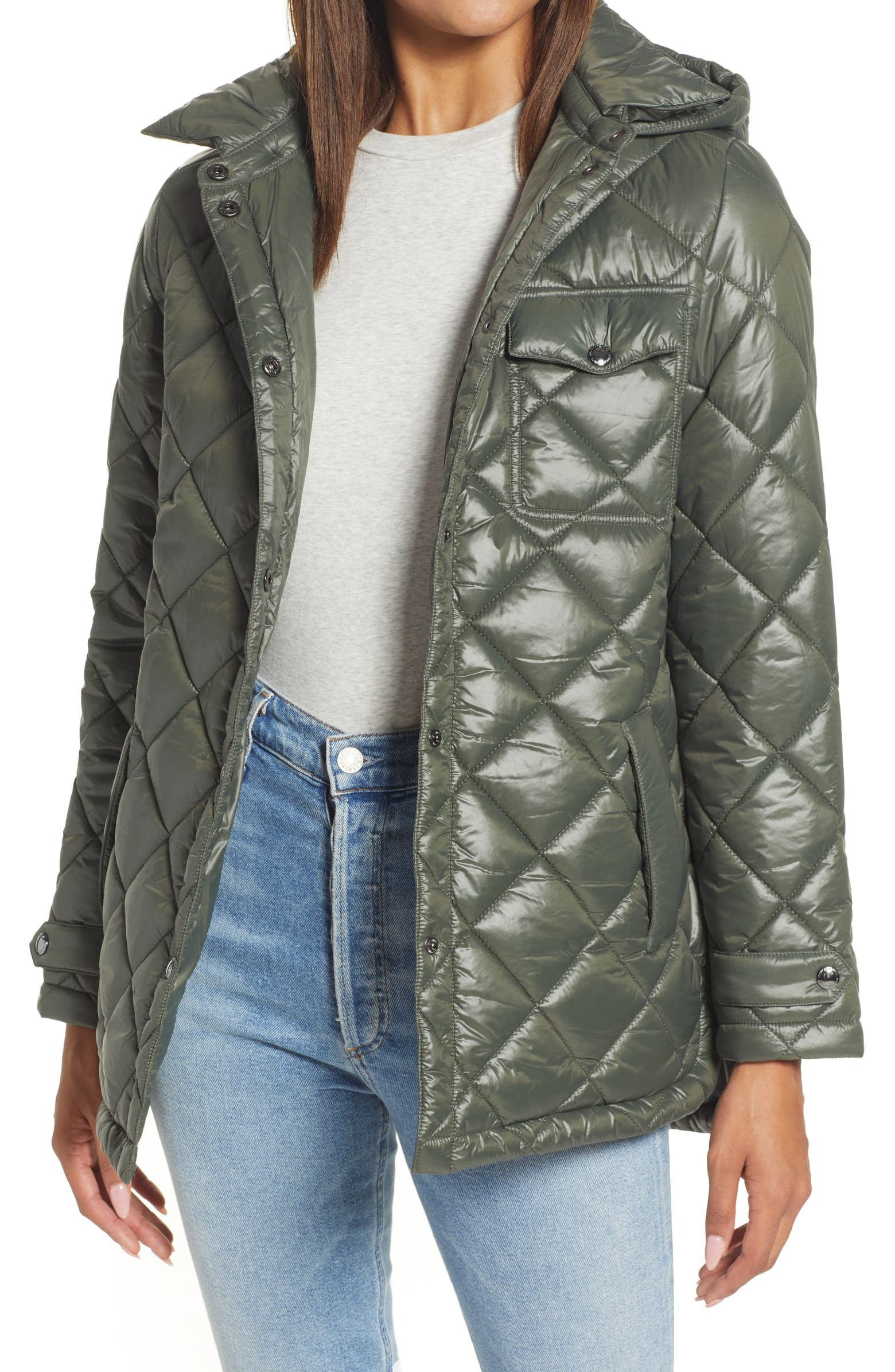 Water Repellent Diamond Quilted Jacket with Removable Hood | Nordstrom | Nordstrom