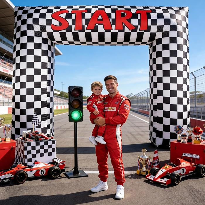 8 Ft Race Car Inflatable Arch Checkered Inflation Arch with LED Light Racing Cars Blow Up Archway... | Amazon (US)