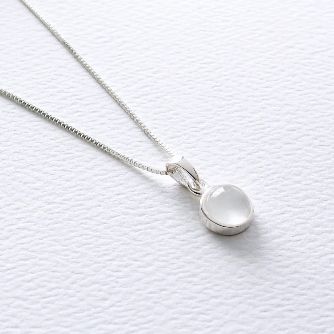 Moonstone Sterling Silver Pendant Necklace, Small Moonstone Gemstone, Round Solitaire Necklace, W... | Etsy (Global)