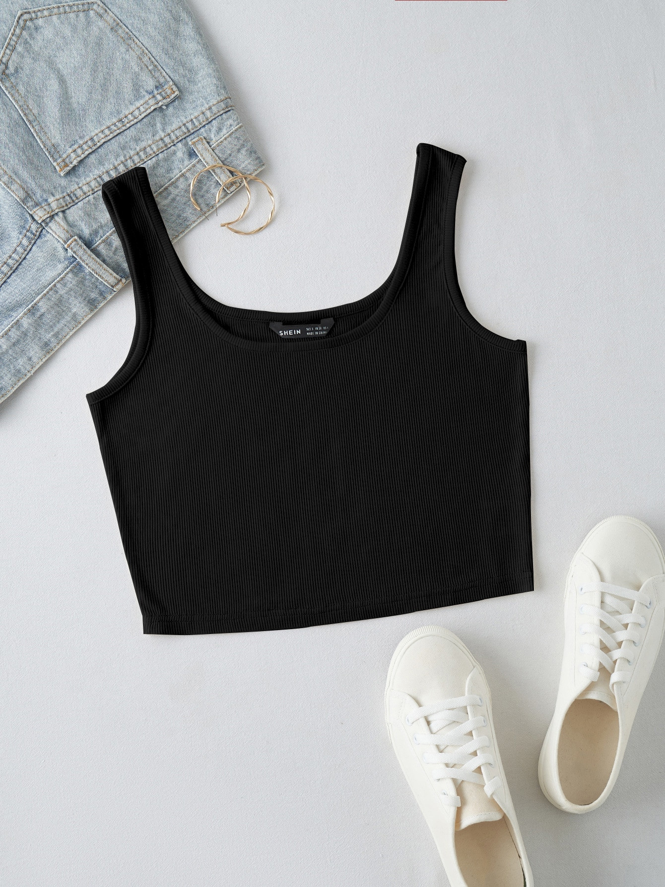 Rib-knit Crop Tank Top | SHEIN