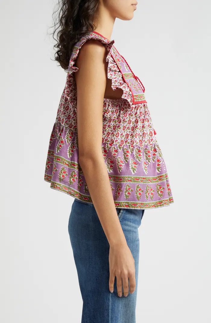 MILLE Chelsea Ruffle Cotton Blend Top | Nordstrom | Nordstrom