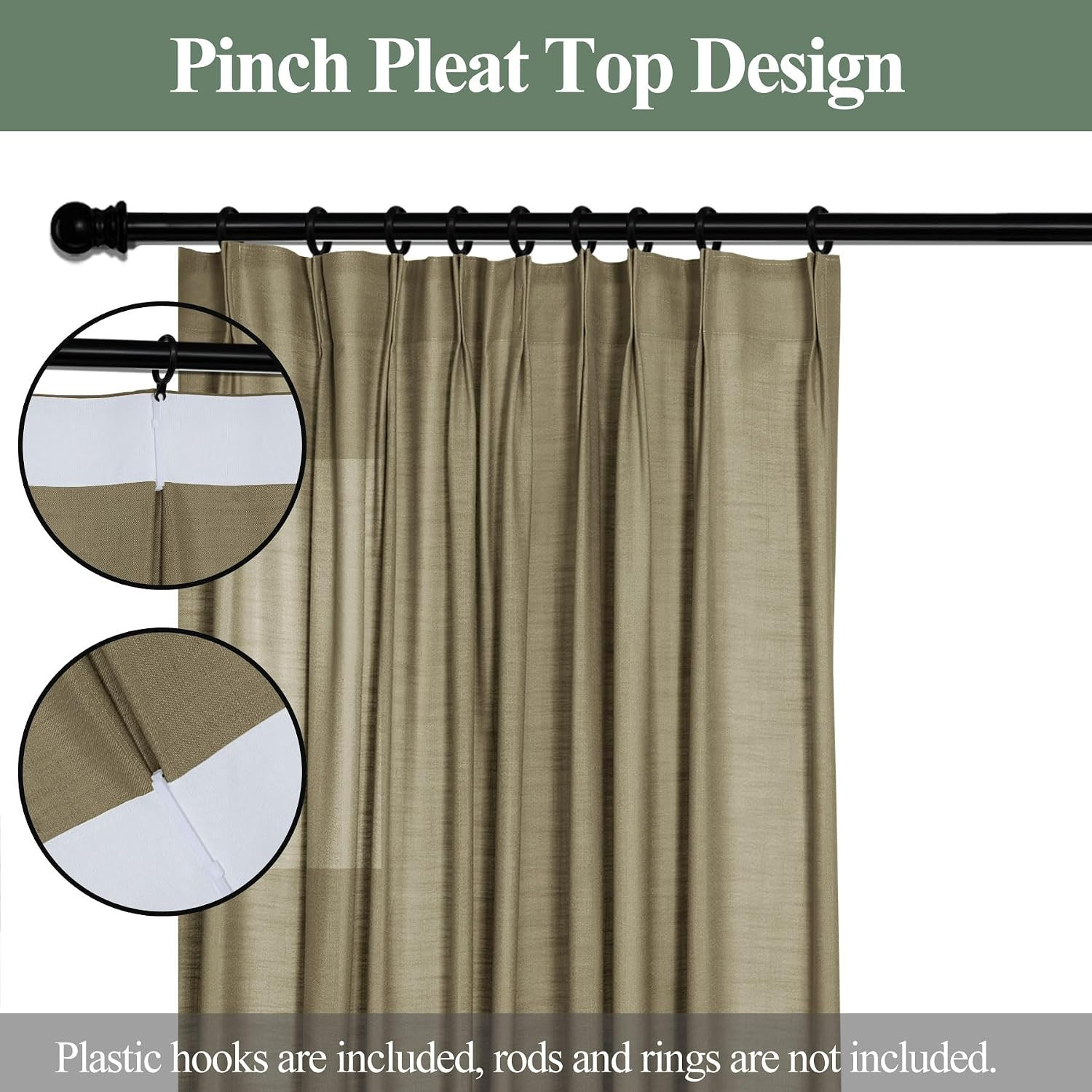 Linen Textured Window Draperies Light Filtering Drapes for Loft Tall Window 228 Inches Long Curta... | Amazon (US)