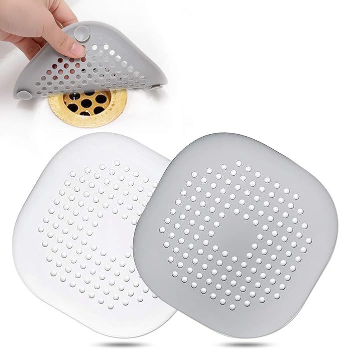Hair Catcher,Square Hair Drain Cover for Shower Silicone Hair Stopper with Suction Cup,Easy to In... | Amazon (US)