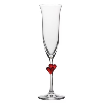 6.3oz 2pk Glass L'Amore Red Heart Flute Drinkware Set - Stolzle Lausitz | Target