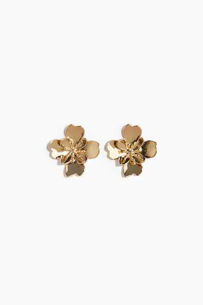 H & M - Flower-Shaped Stud Earrings - Gold | H&M (US + CA)